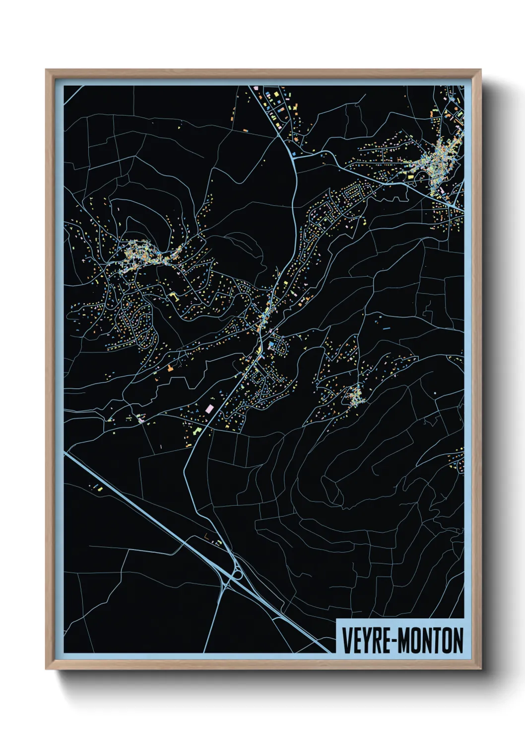 Une affiche de carte sur Veyre-Monton