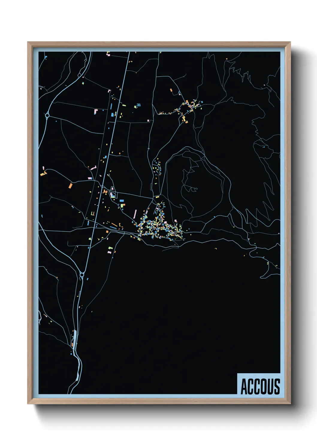 Une affiche de carte sur Accous