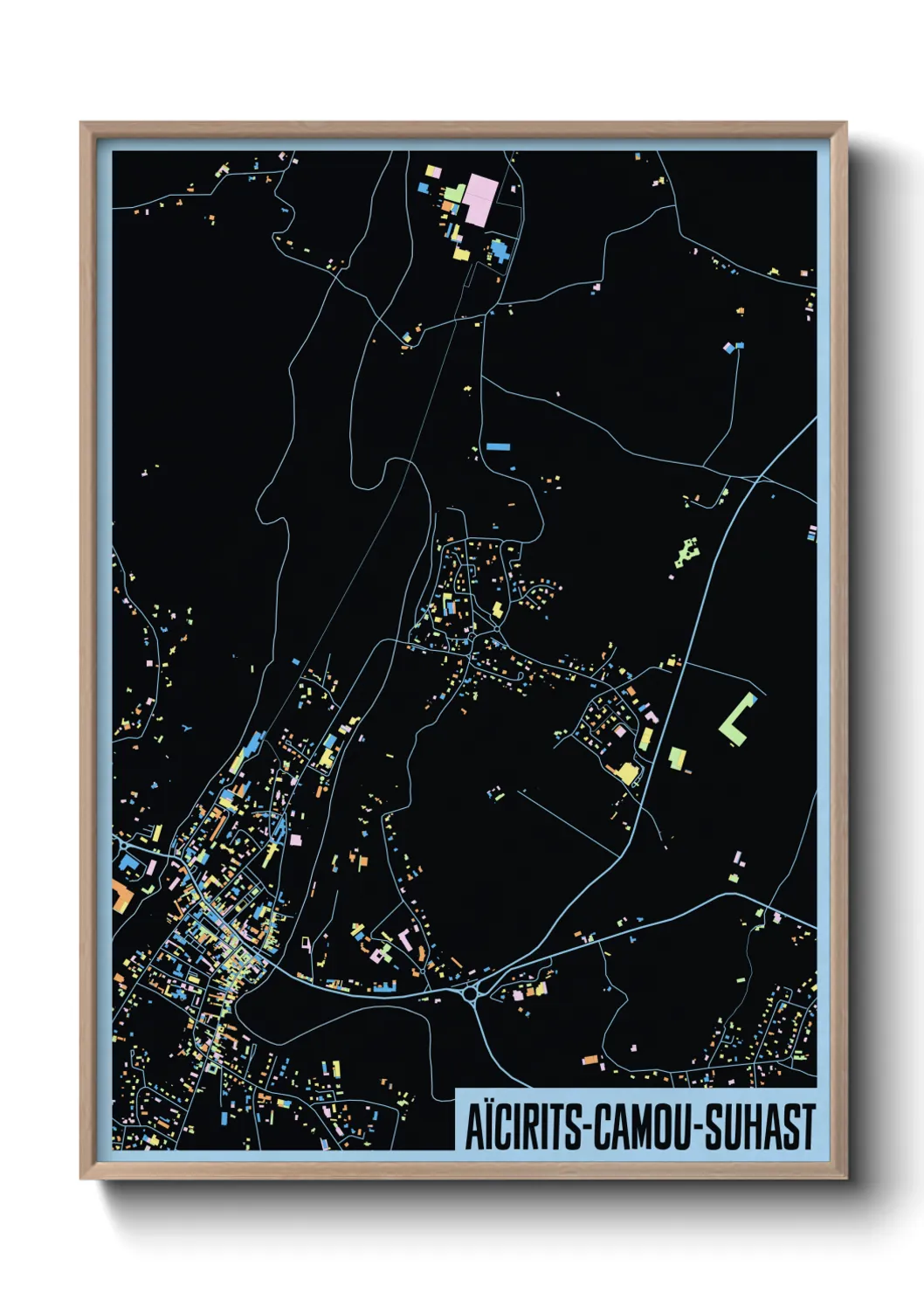 Une affiche de carte sur Aïcirits-Camou-Suhast