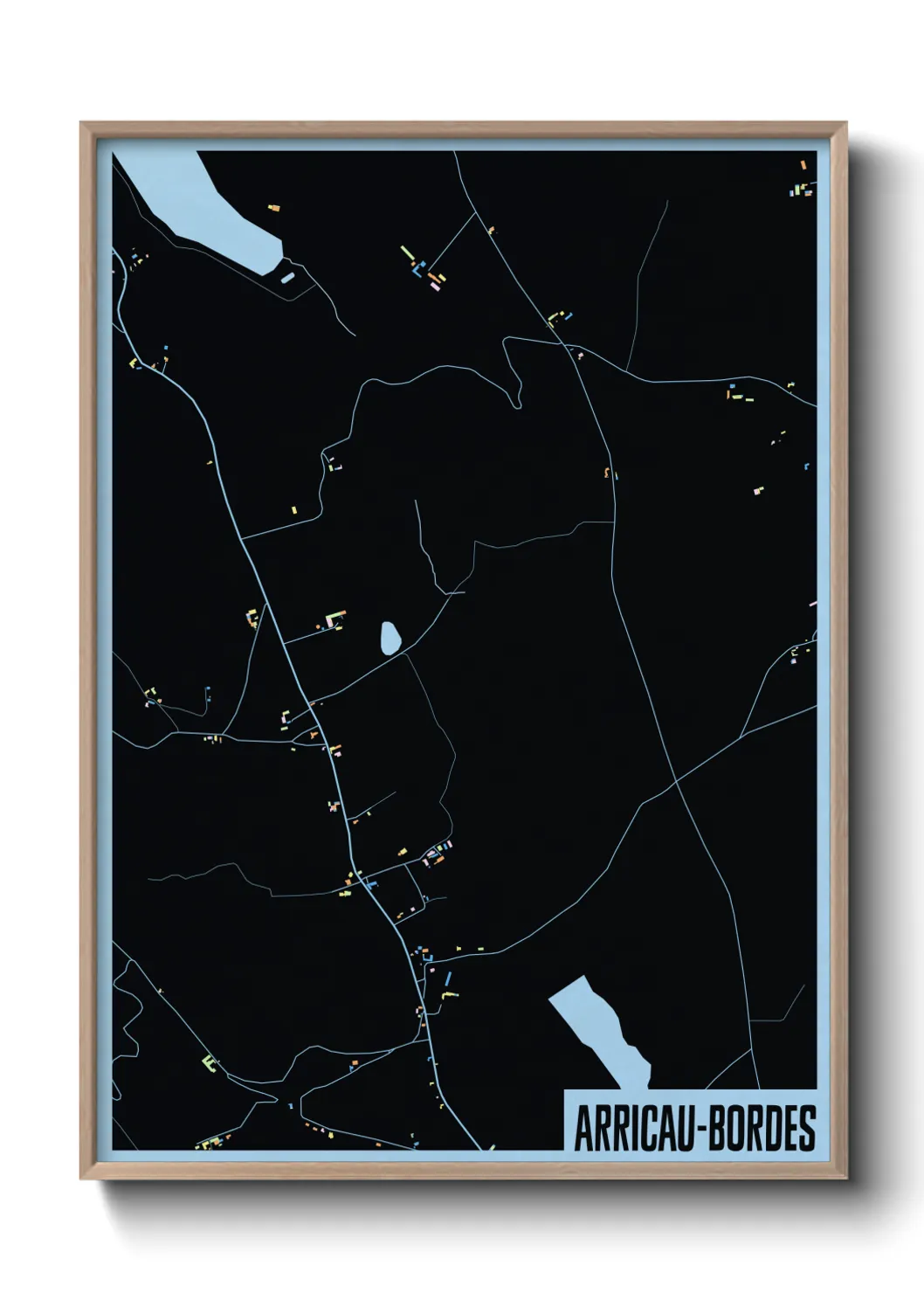 Une affiche de carte sur Arricau-Bordes