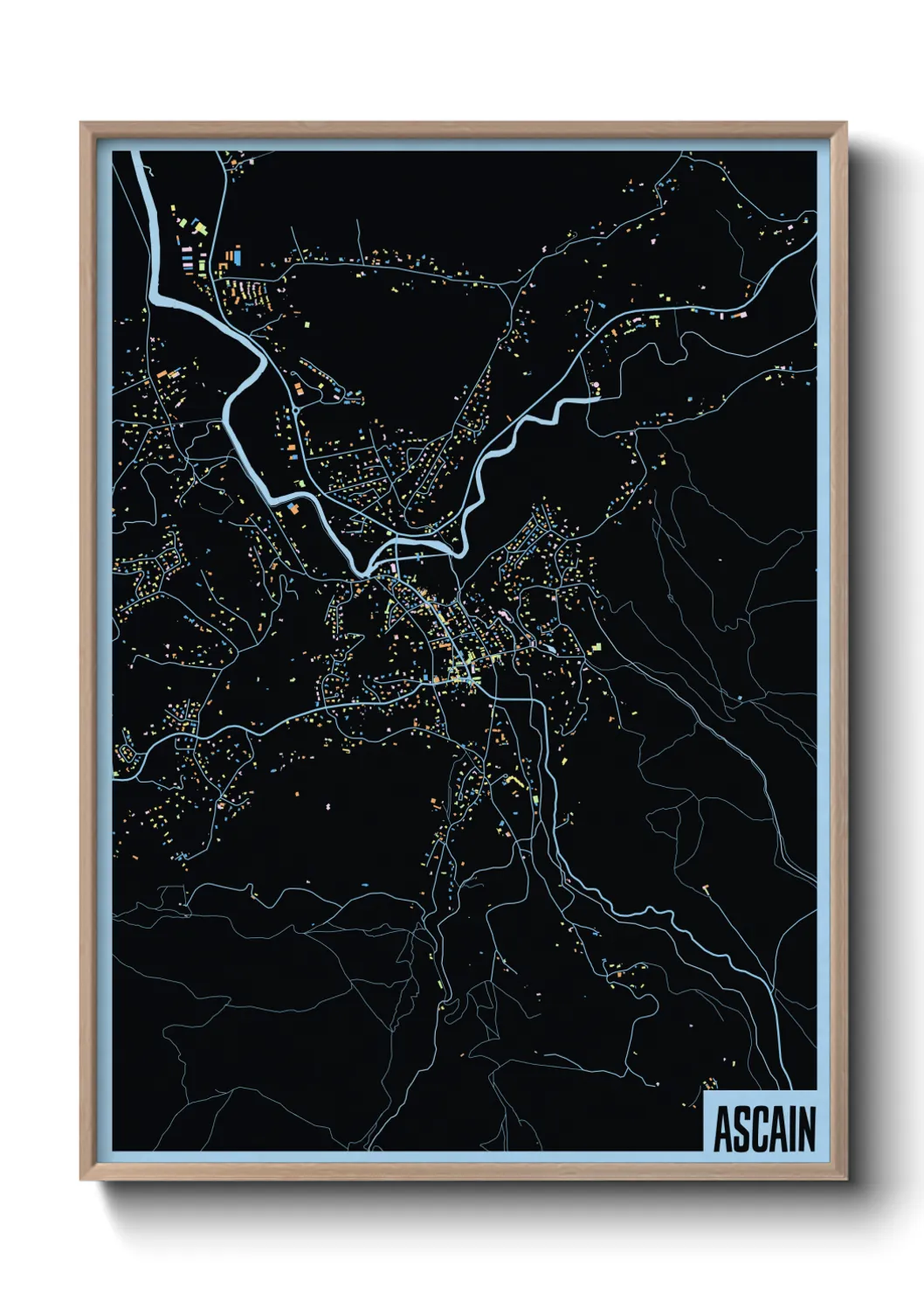 Une affiche de carte sur Ascain