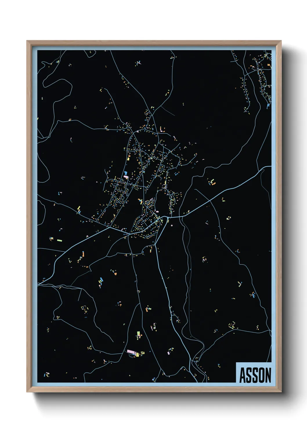 Une affiche de carte sur Asson