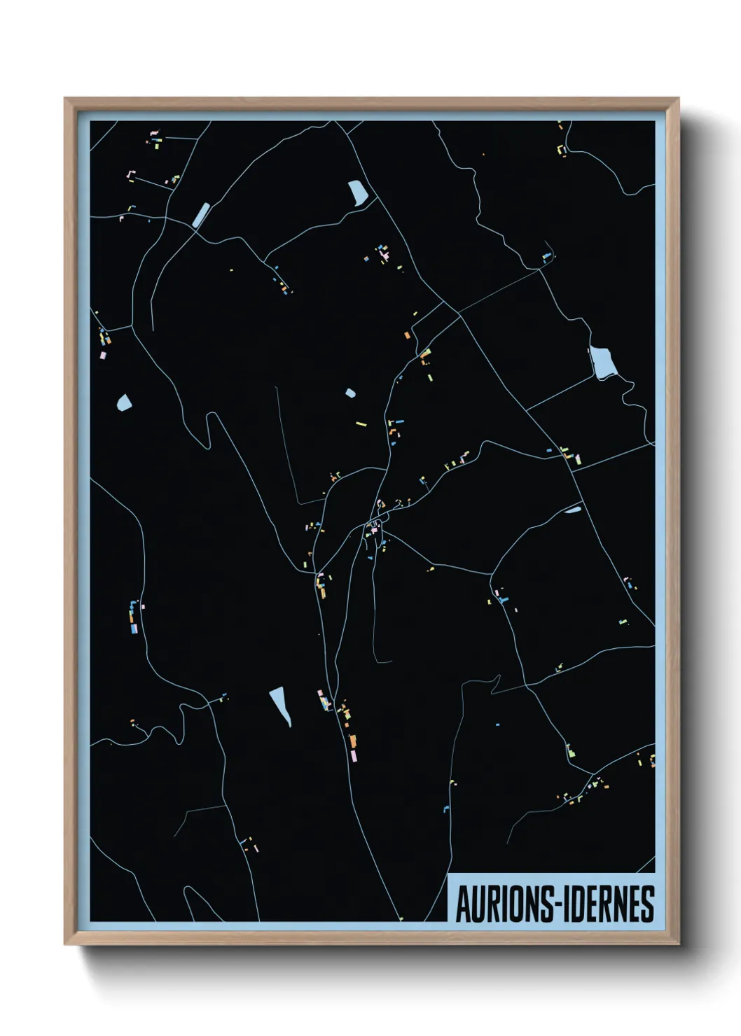 Une affiche de carte sur Aurions-Idernes