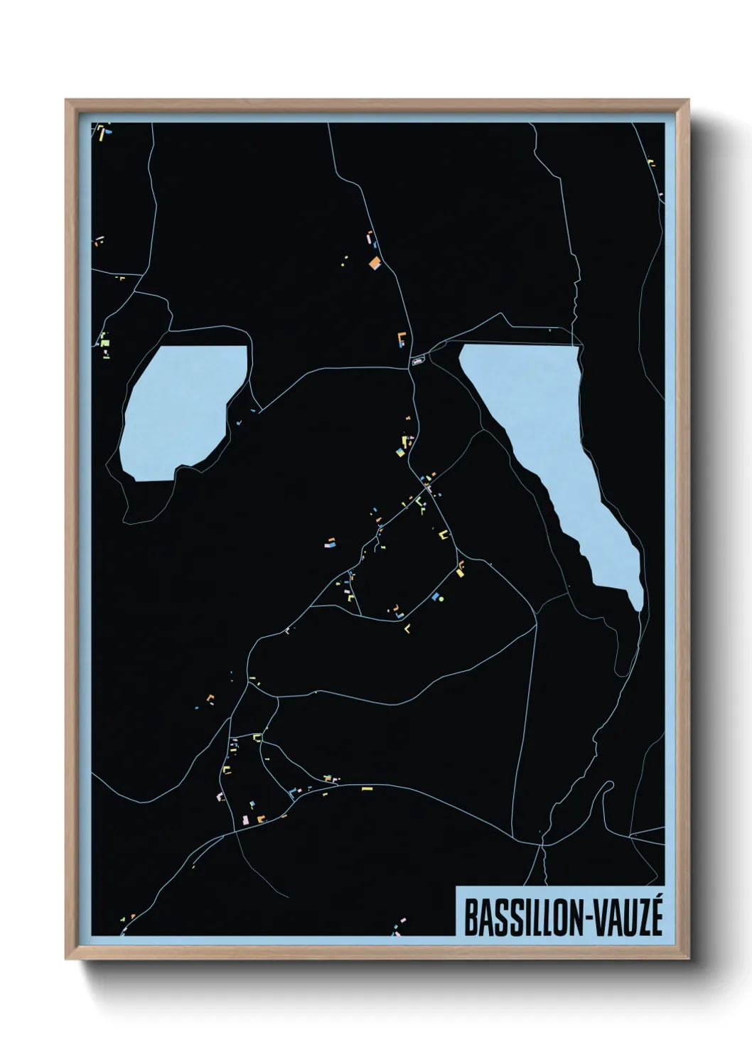 Une affiche de carte sur Bassillon-Vauzé
