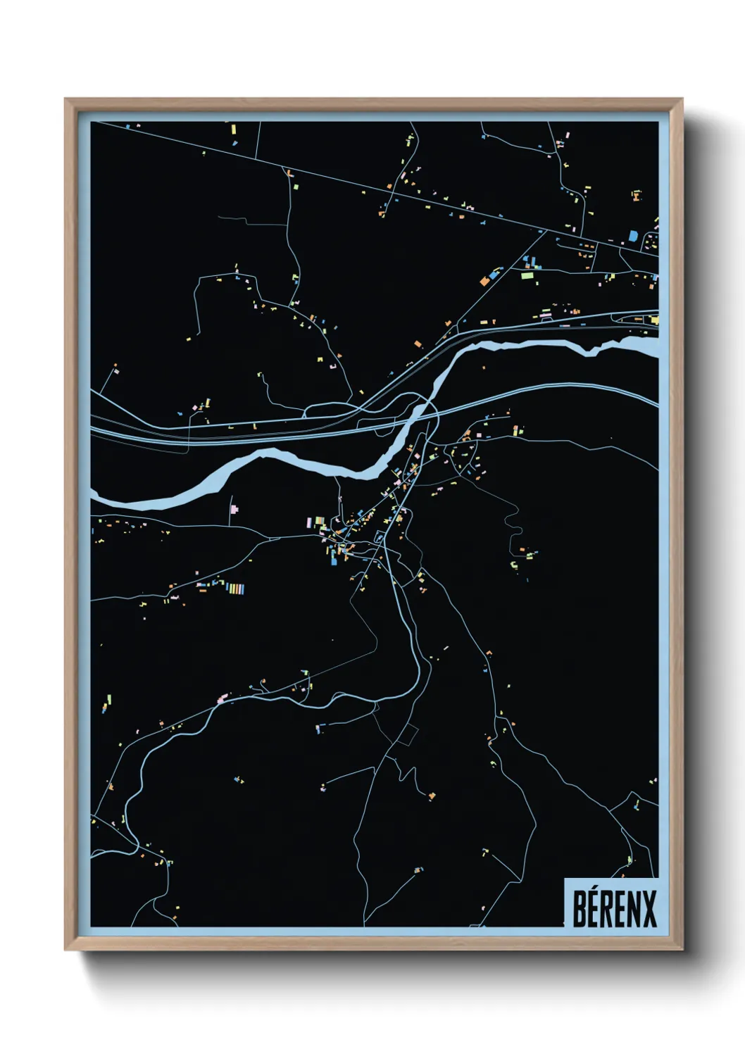 Une affiche de carte sur Bérenx