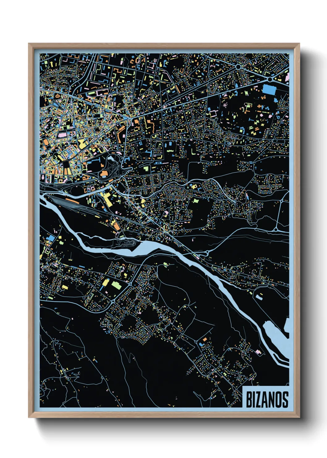 Une affiche de carte sur Bizanos