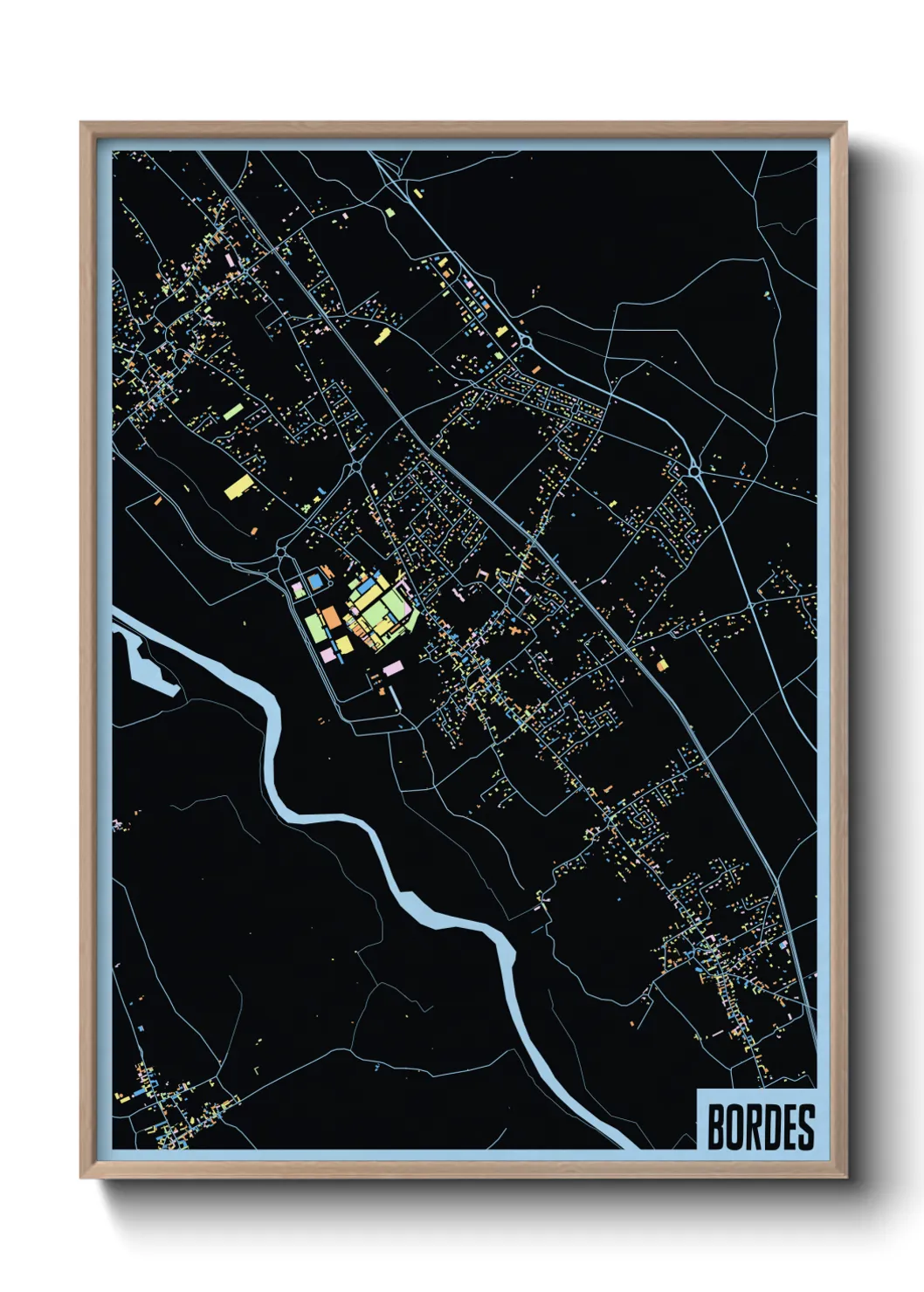 Une affiche de carte sur Bordes