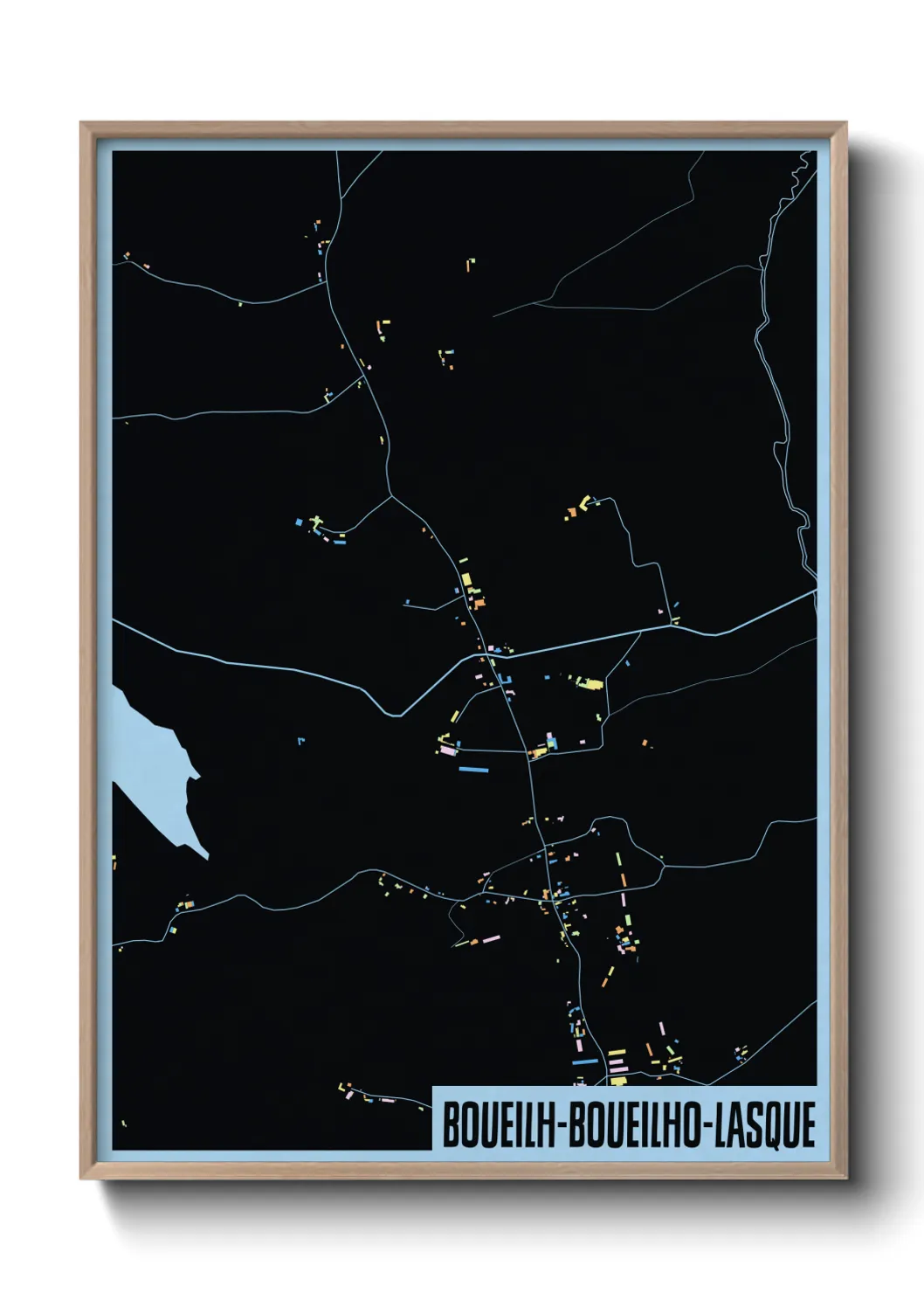 Une affiche de carte sur Boueilh-Boueilho-Lasque