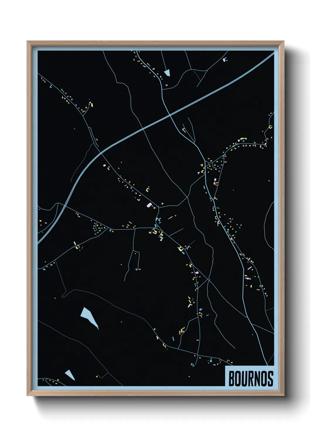 Une affiche de carte sur Bournos