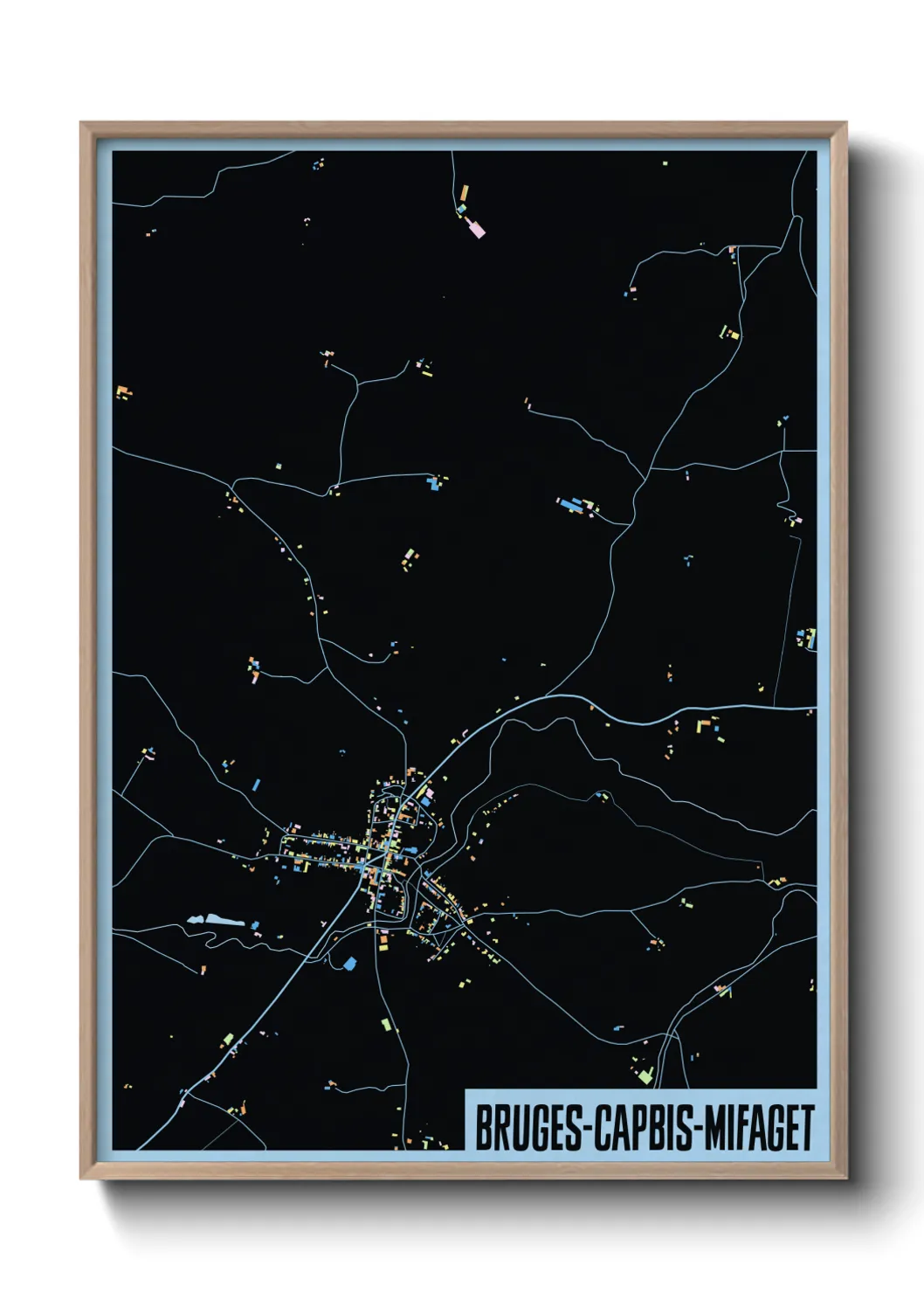 Une affiche de carte sur Bruges-Capbis-Mifaget