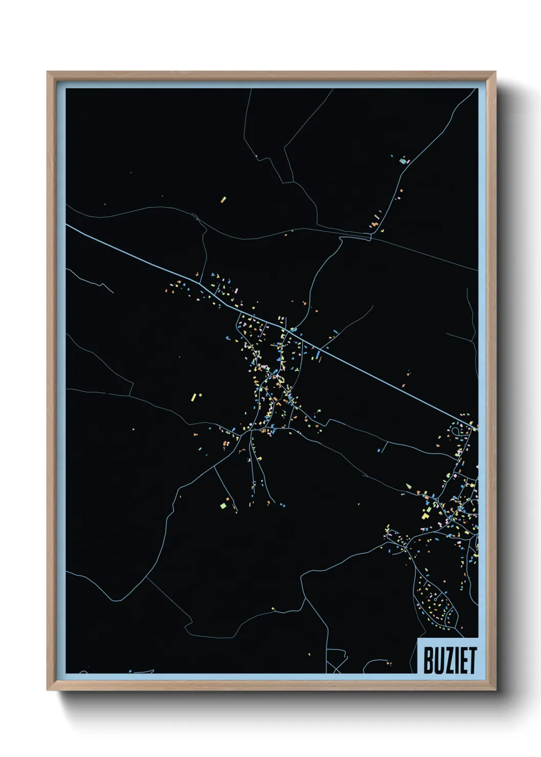 Une affiche de carte sur Buziet