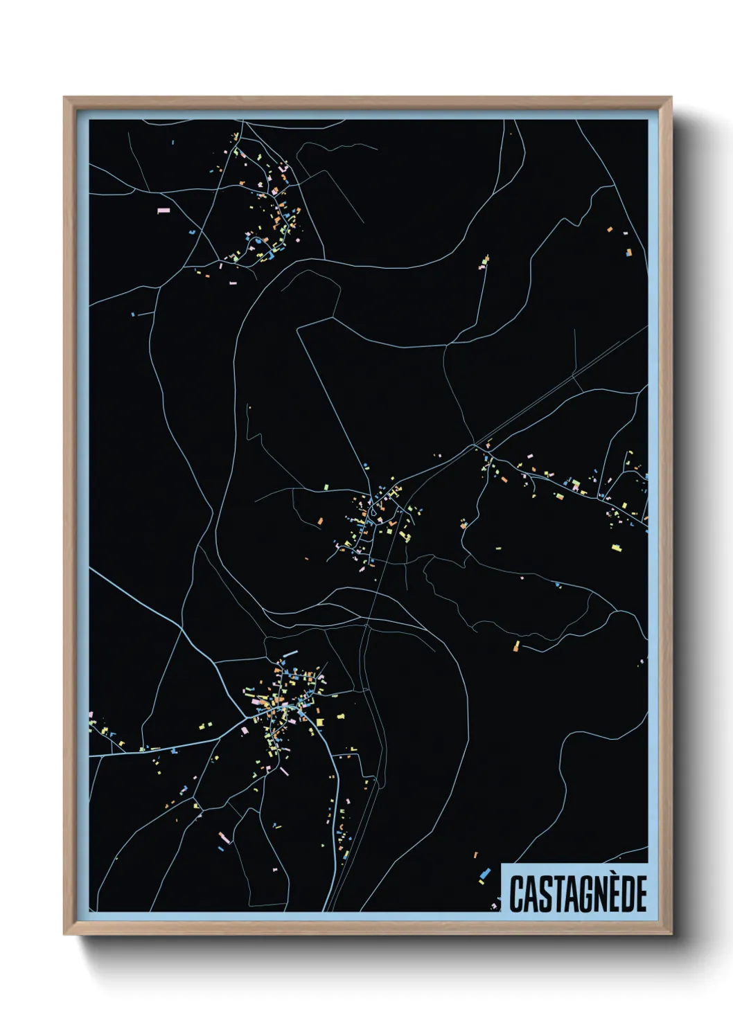 Une affiche de carte sur Castagnède