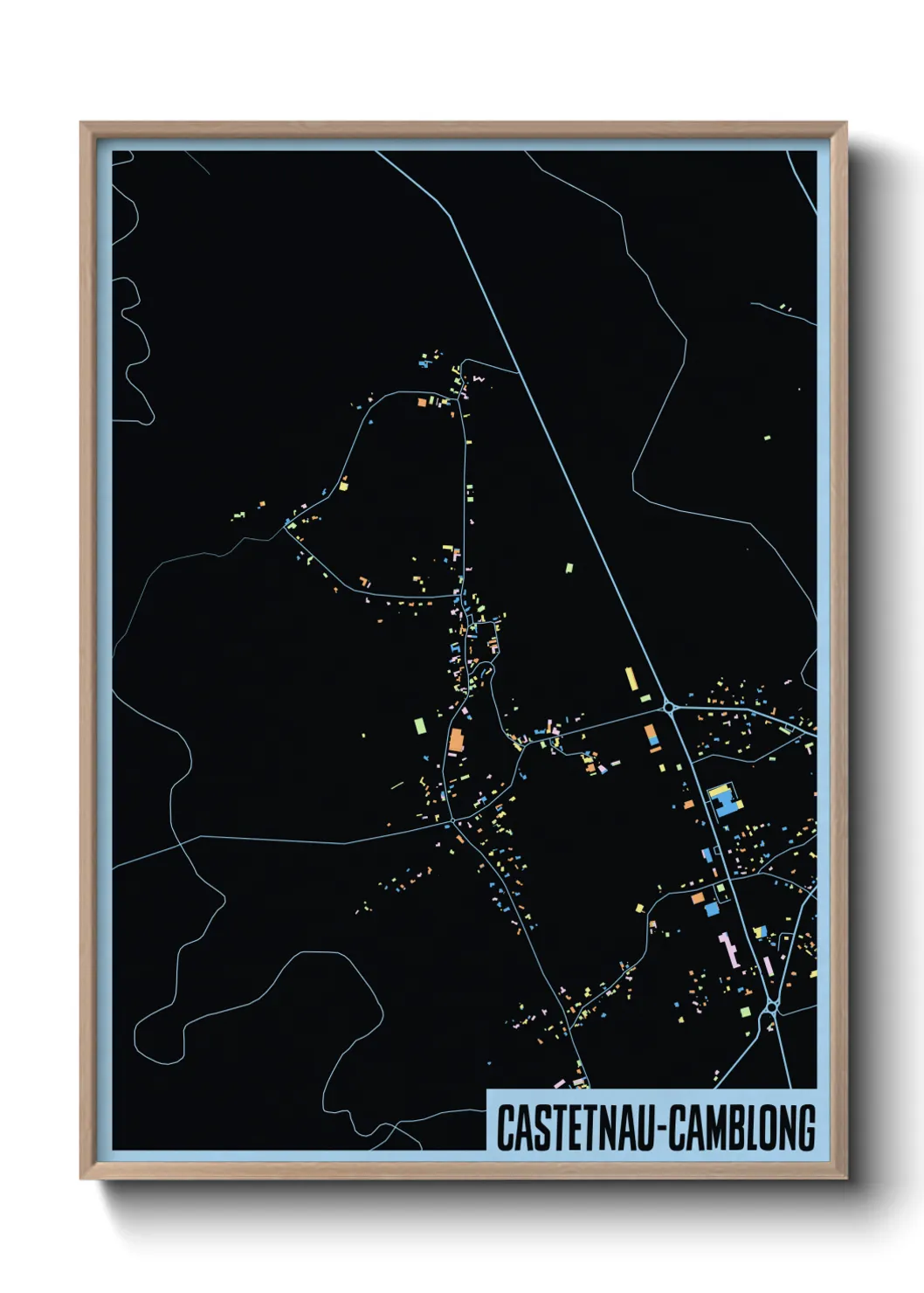 Une affiche de carte sur Castetnau-Camblong