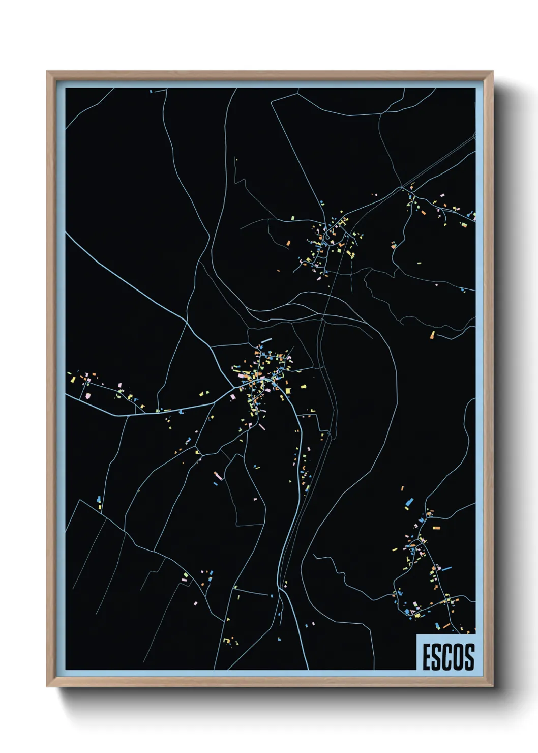 Une affiche de carte sur Escos