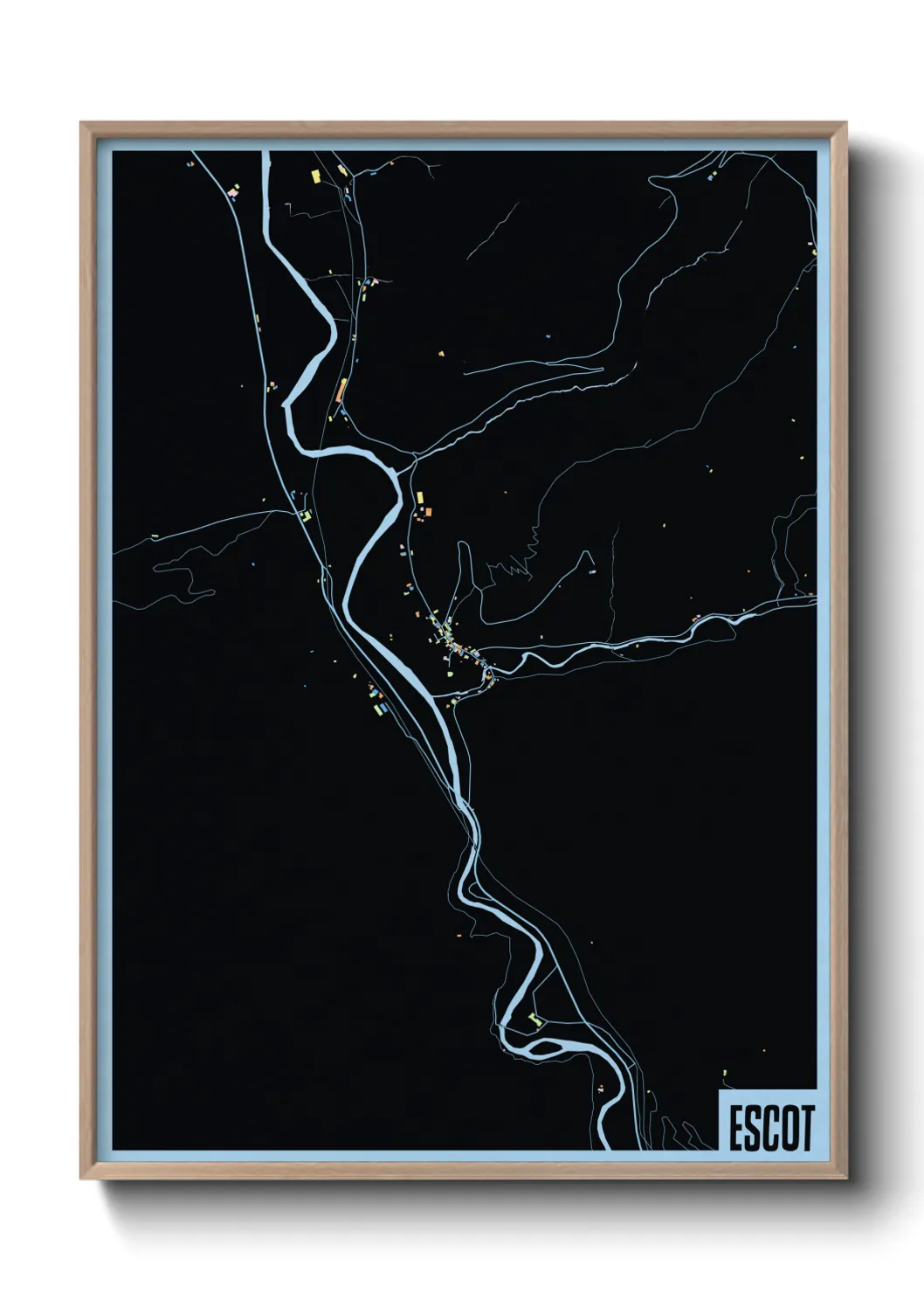 Une affiche de carte sur Escot