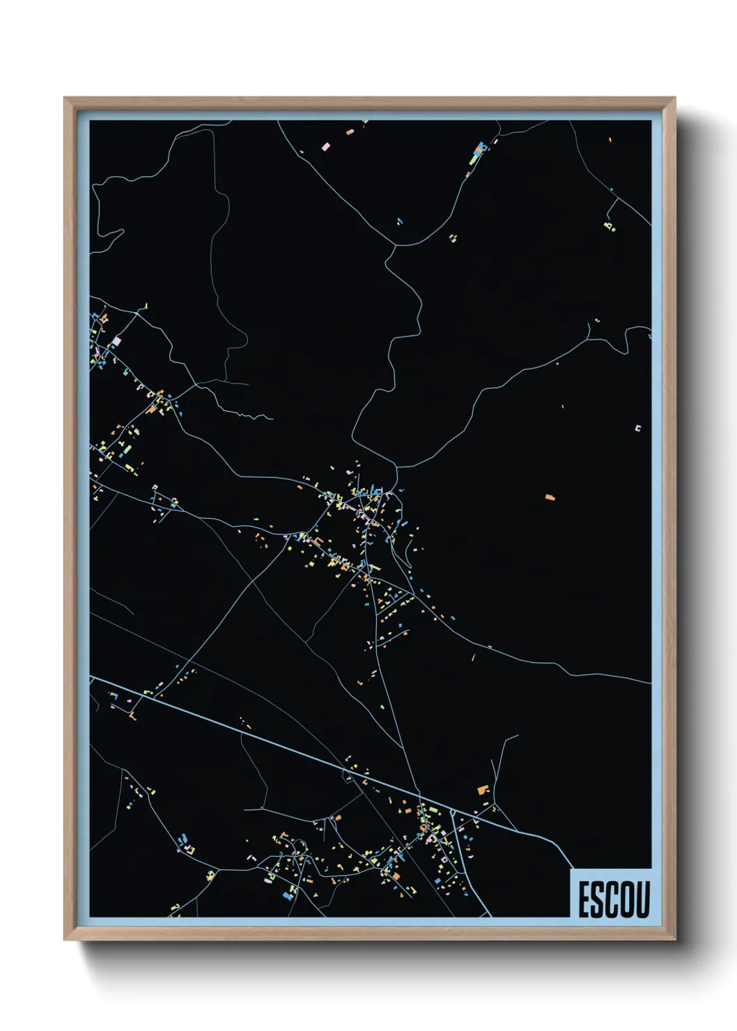 Une affiche de carte sur Escou