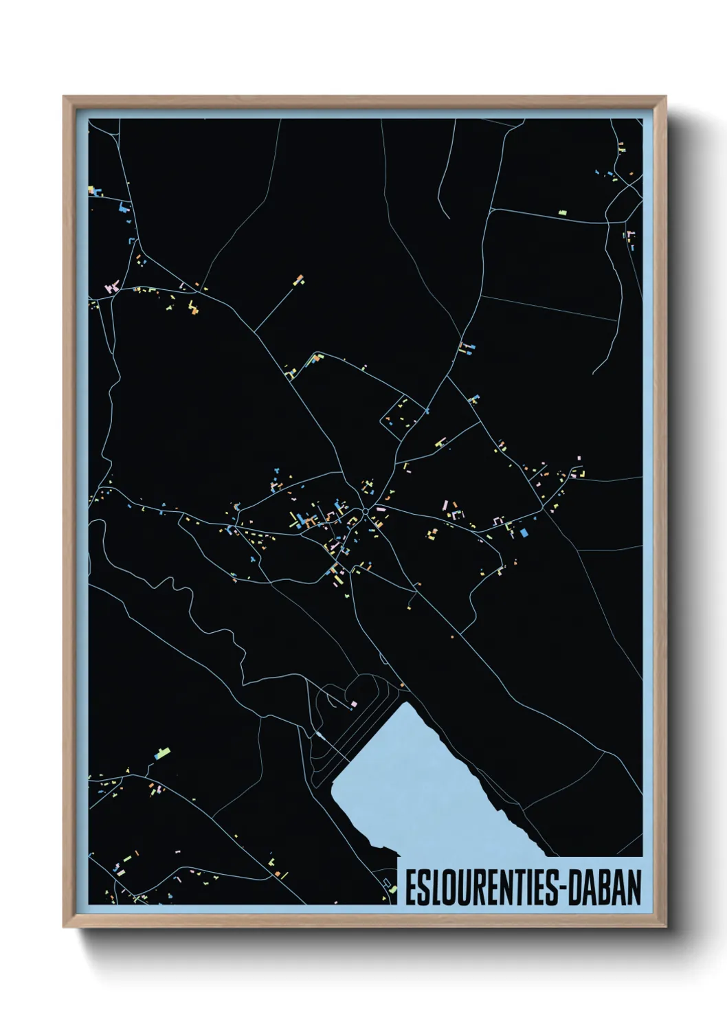 Une affiche de carte sur Eslourenties-Daban