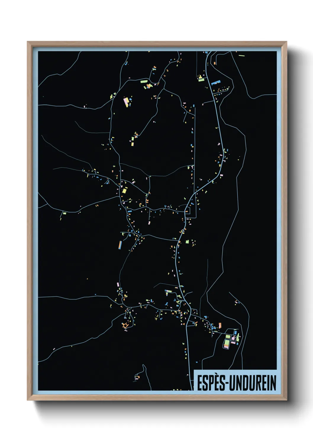 Une affiche de carte sur Espès-Undurein