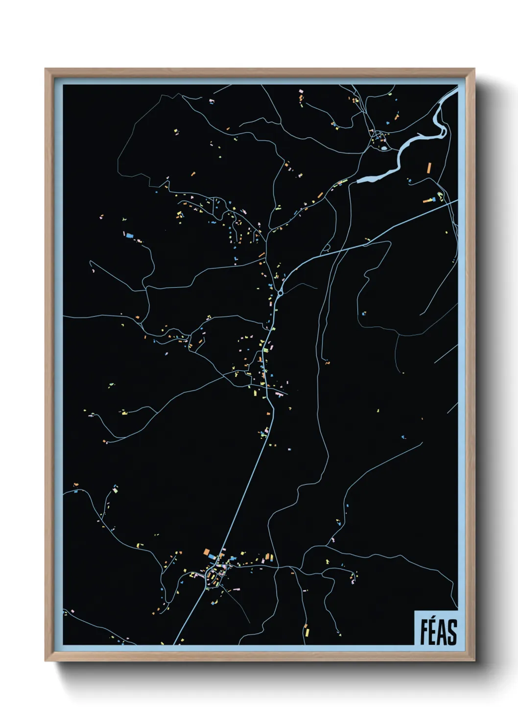 Une affiche de carte sur Féas