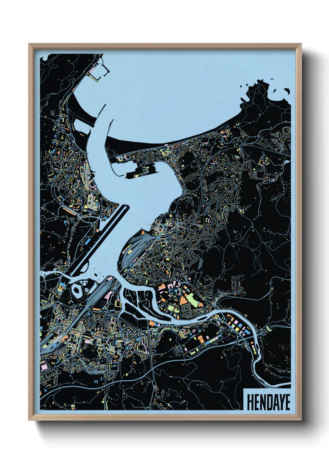 Une affiche de carte sur Hendaye