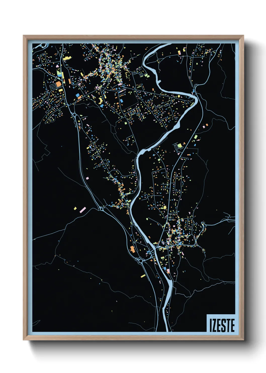 Une affiche de carte sur Izeste