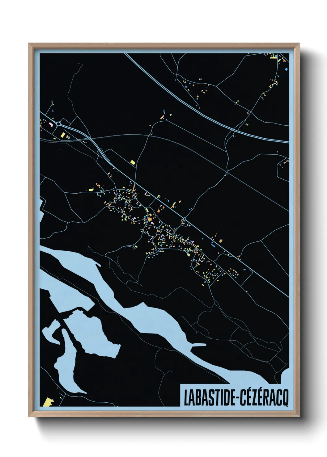 Une affiche de carte sur Labastide-Cézéracq