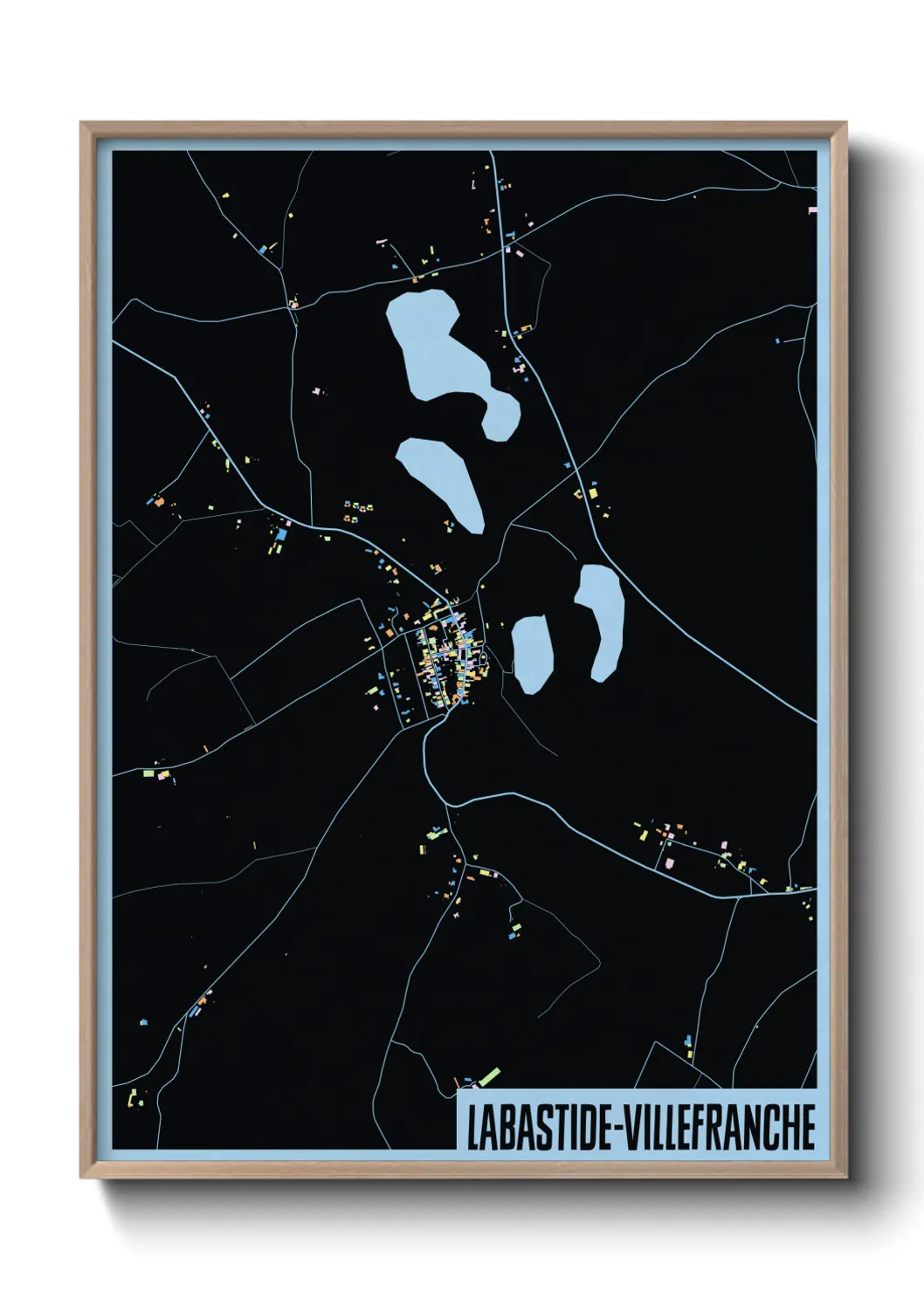 Une affiche de carte sur Labastide-Villefranche