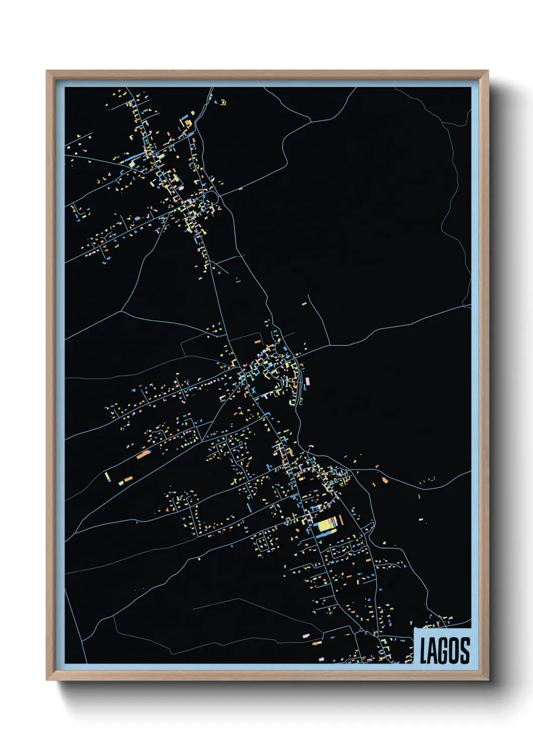 Une affiche de carte sur Lagos