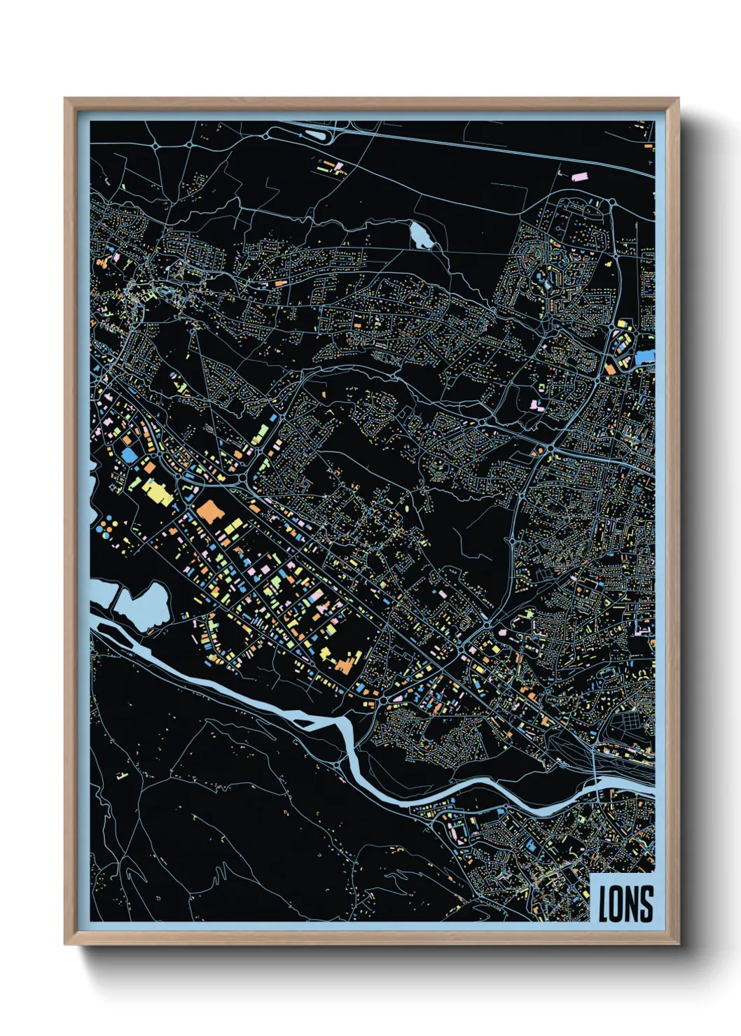 Une affiche de carte sur Lons