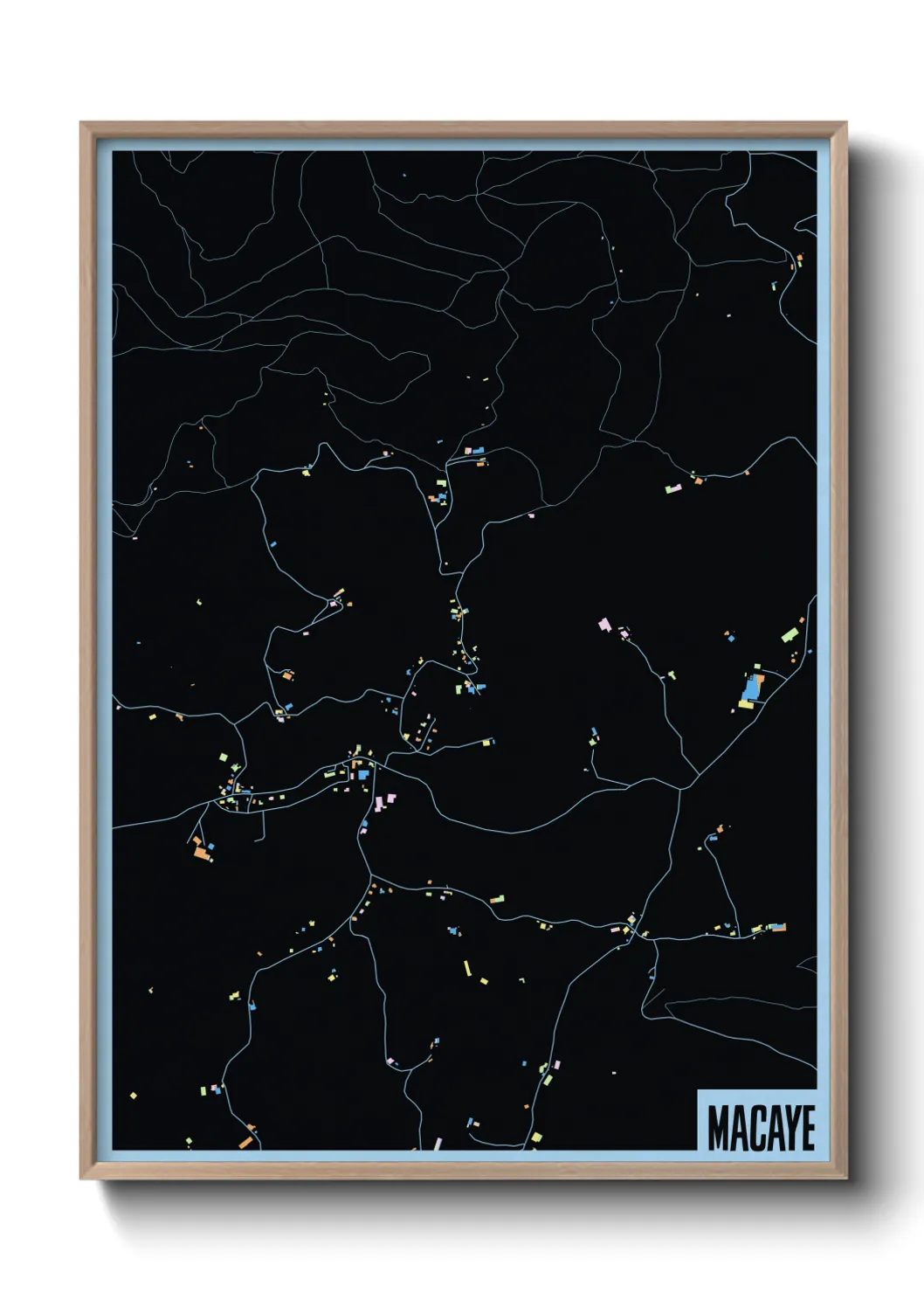 Une affiche de carte sur Macaye