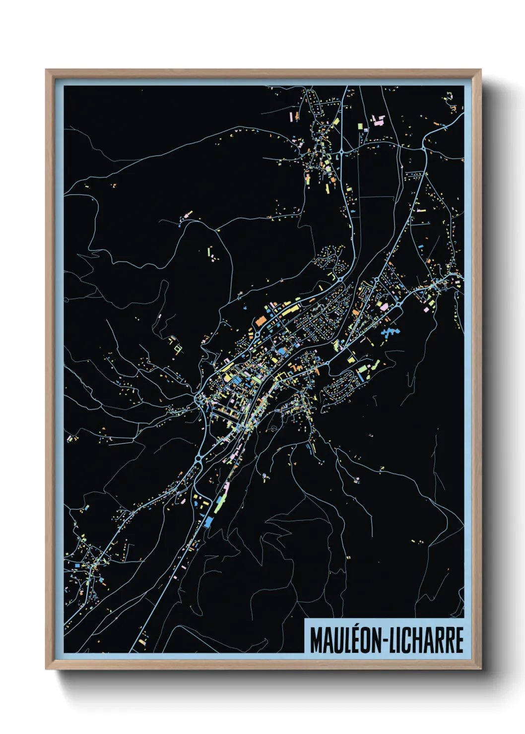 Une affiche de carte sur Mauléon-Licharre