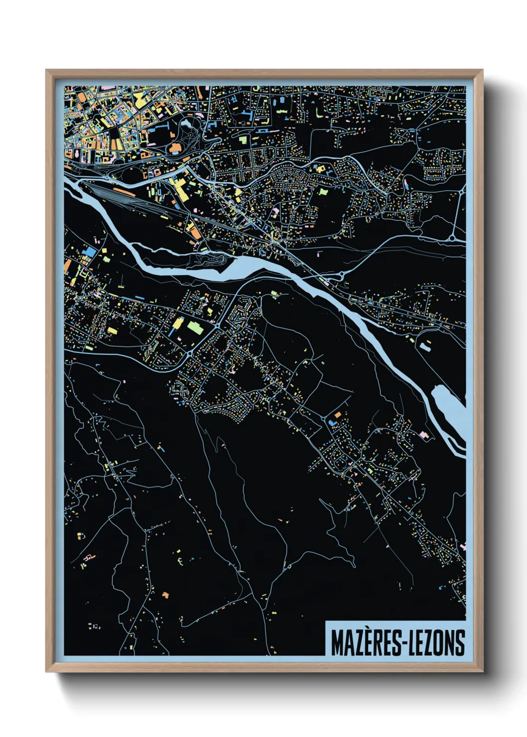 Une affiche de carte sur Mazères-Lezons