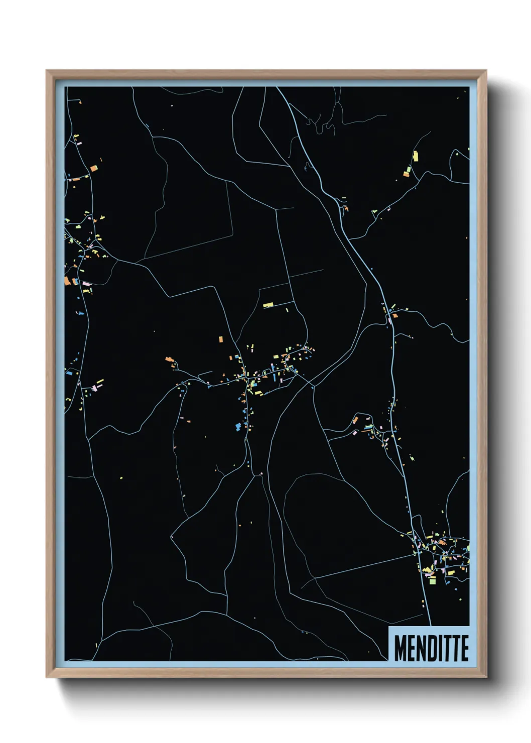 Une affiche de carte sur Menditte