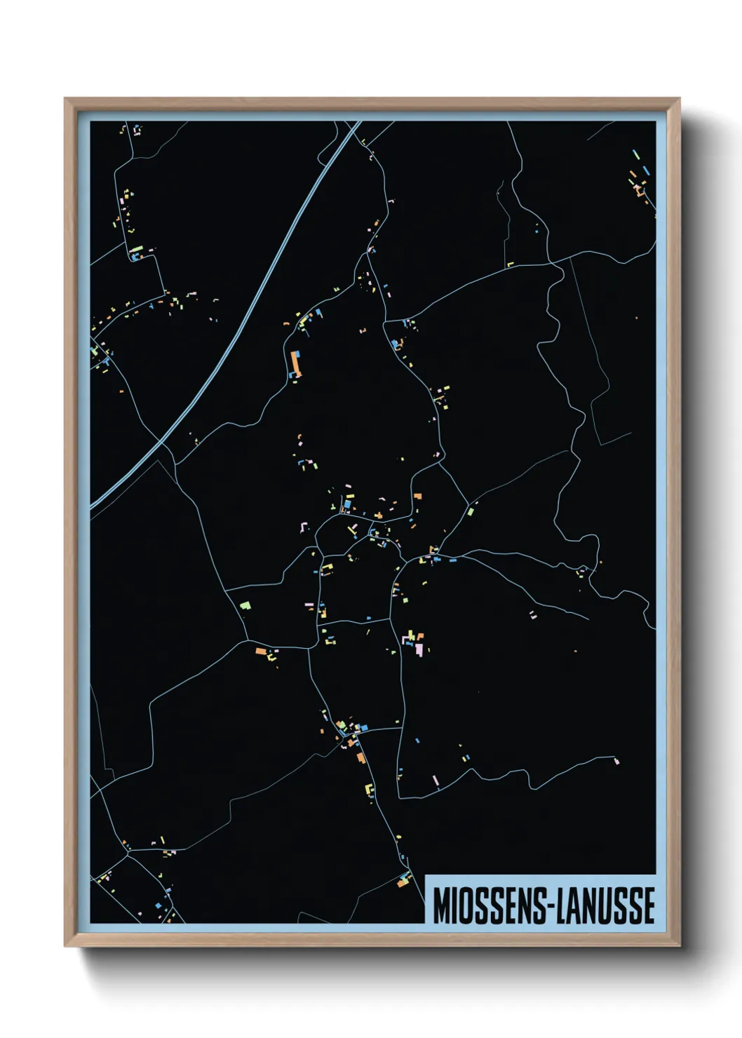Une affiche de carte sur Miossens-Lanusse