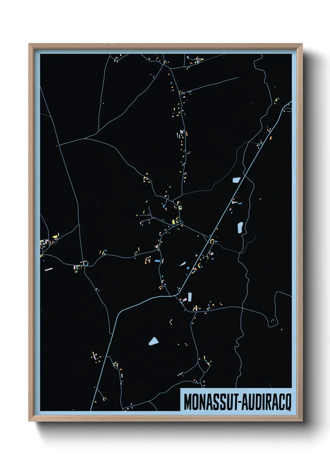 Une affiche de carte sur Monassut-Audiracq