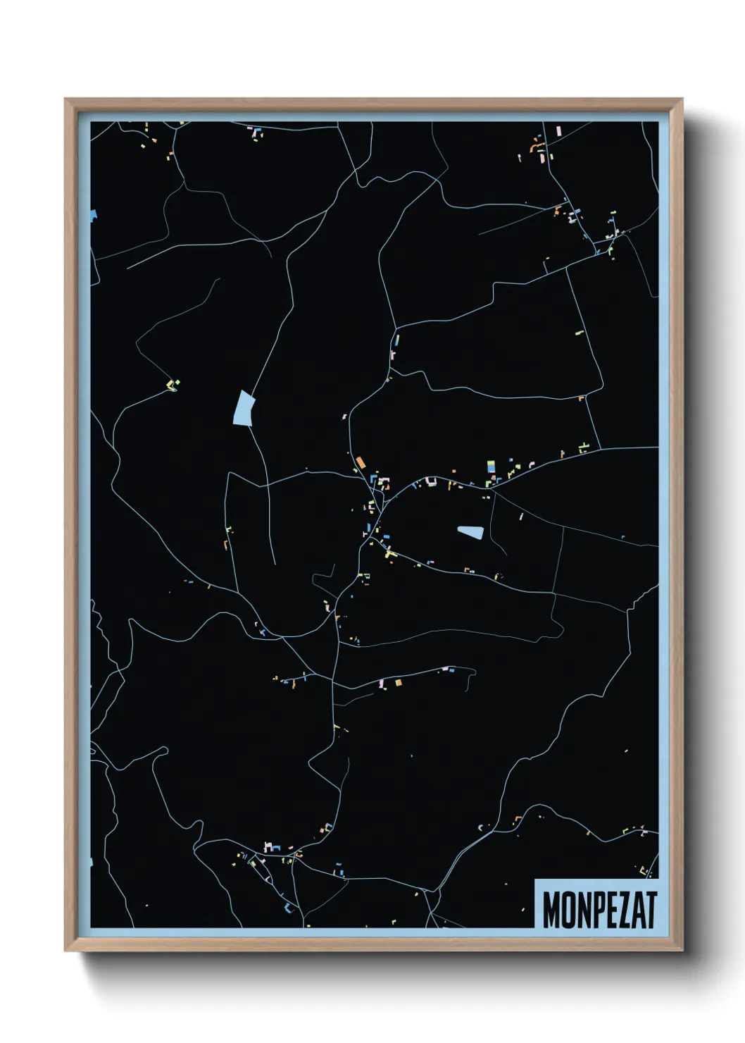 Une affiche de carte sur Monpezat