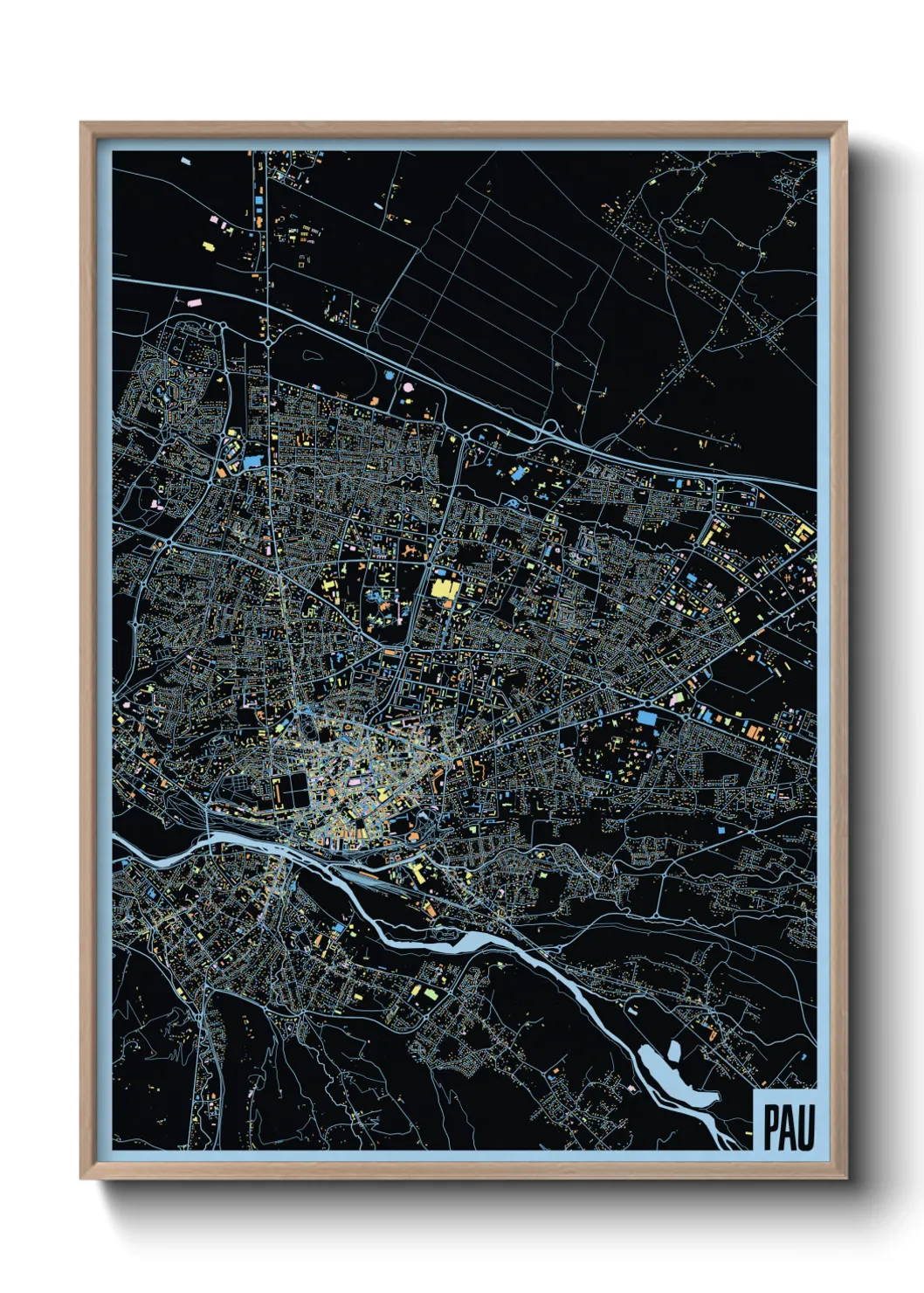 Une affiche de carte sur Pau