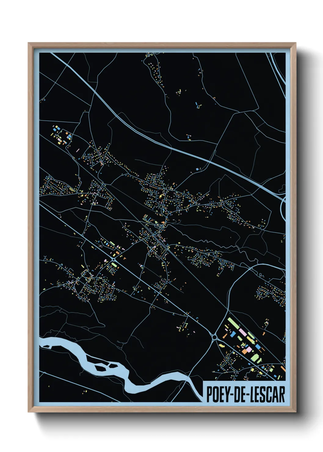 Une affiche de carte sur Poey-de-Lescar