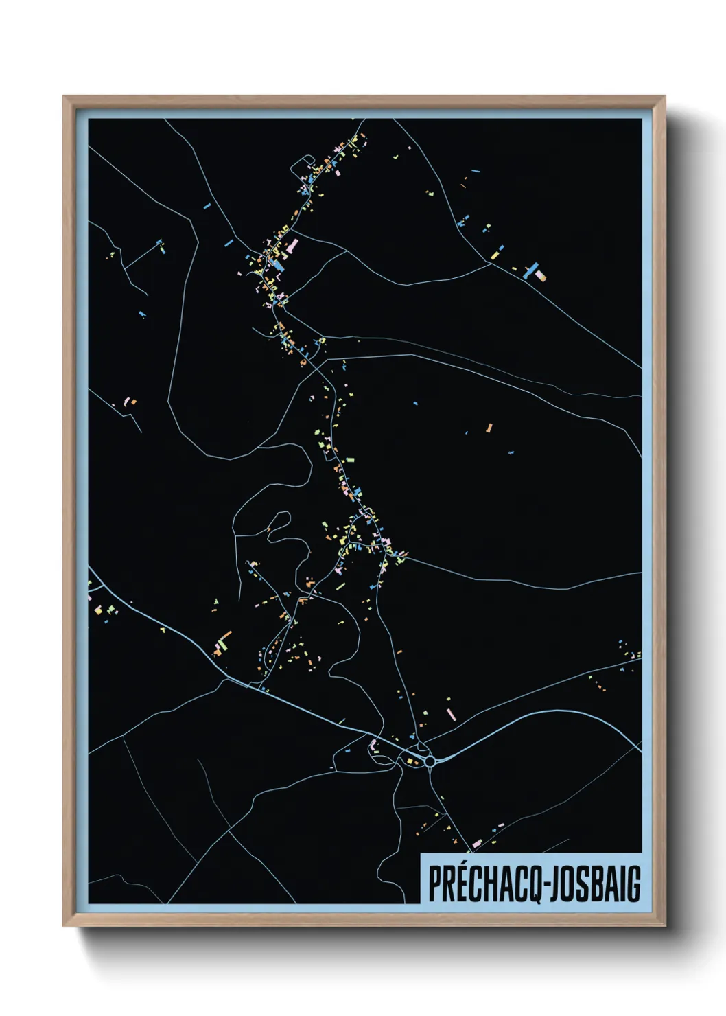 Une affiche de carte sur Préchacq-Josbaig