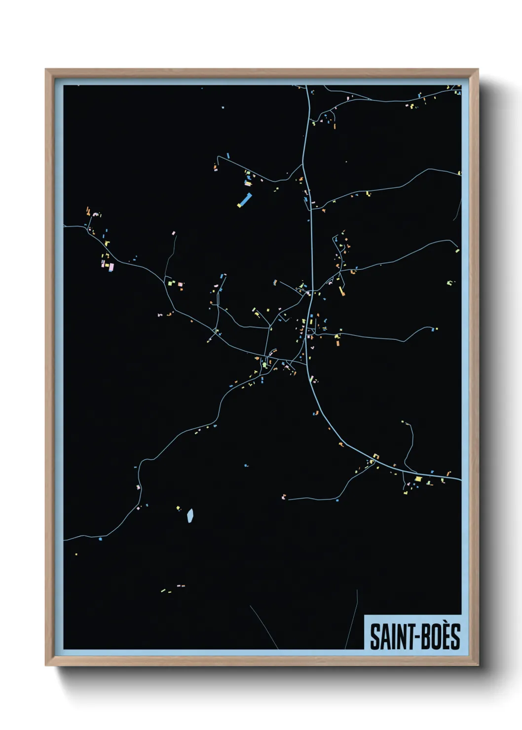 Une affiche de carte sur Saint-Boès