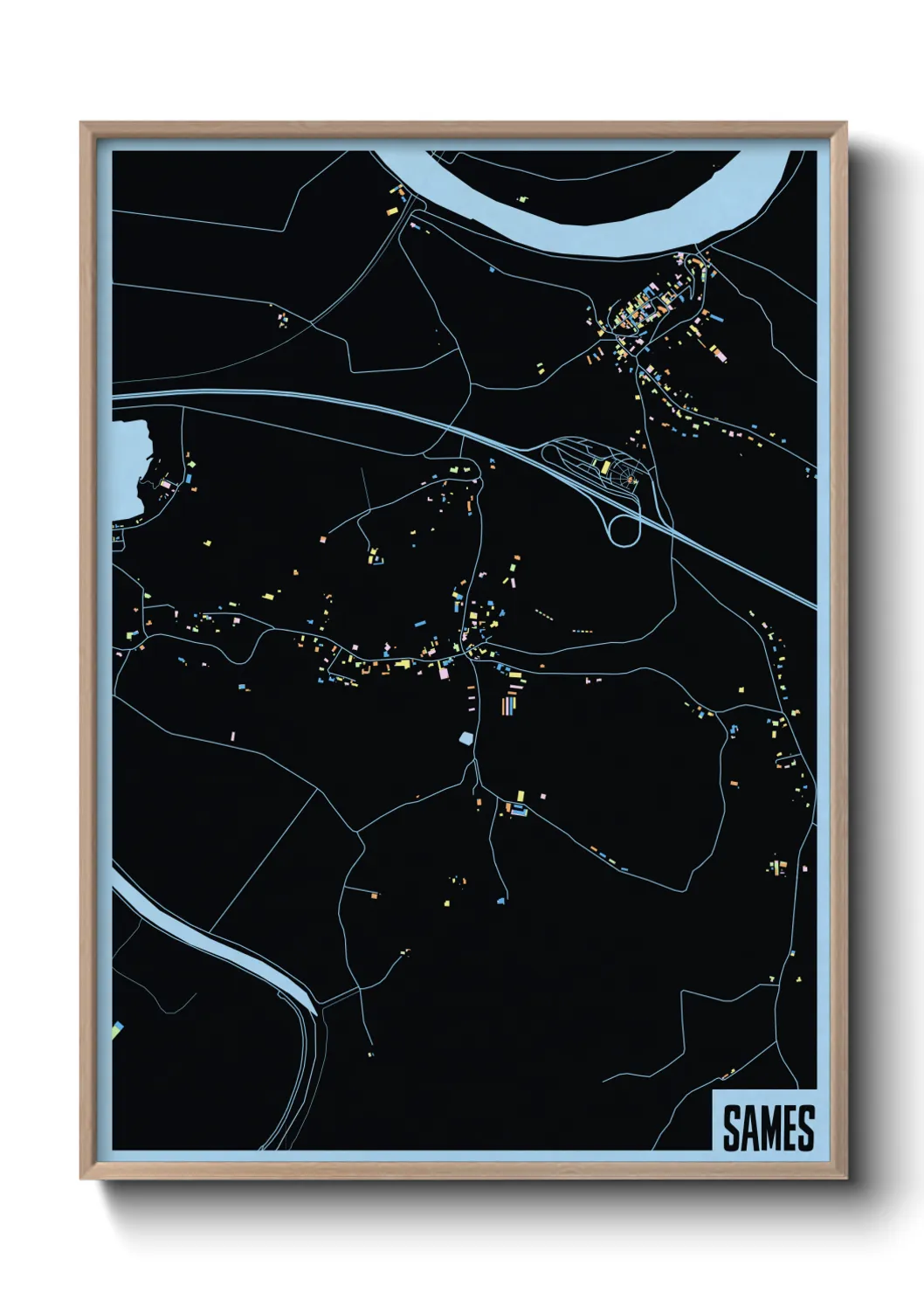 Une affiche de carte sur Sames