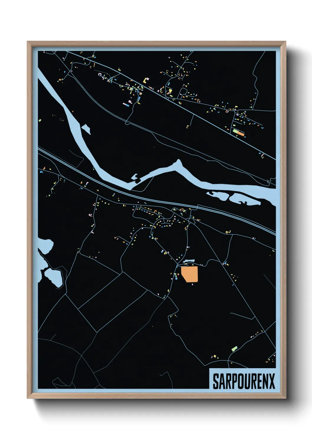 Une affiche de carte sur Sarpourenx