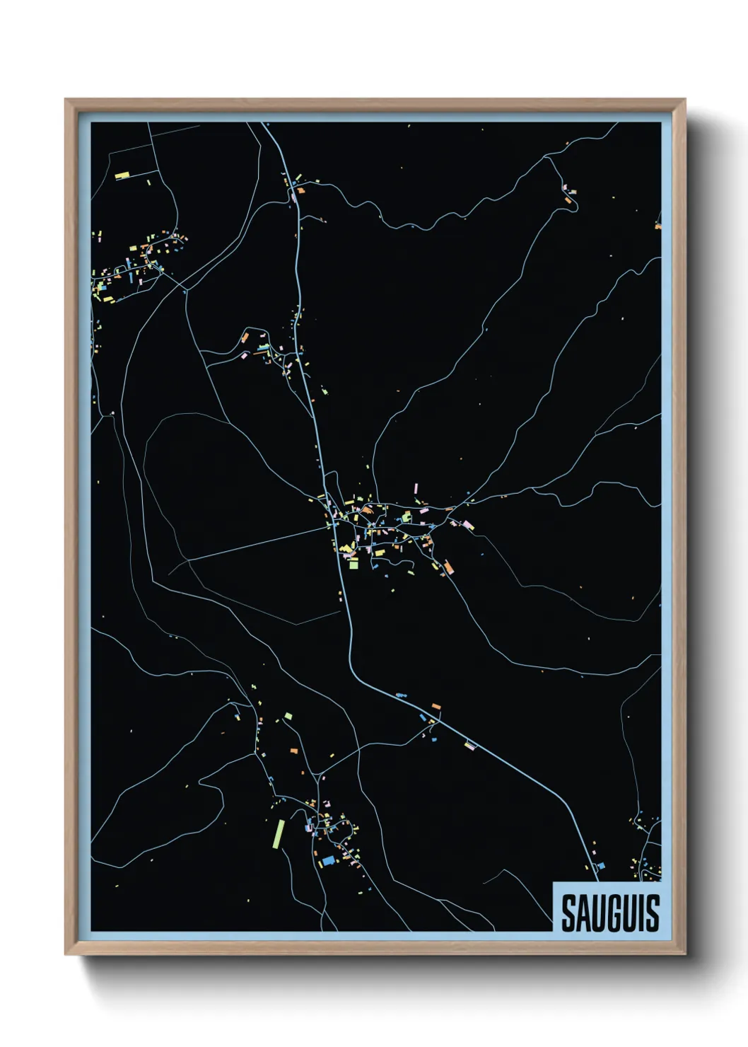 Une affiche de carte sur Sauguis