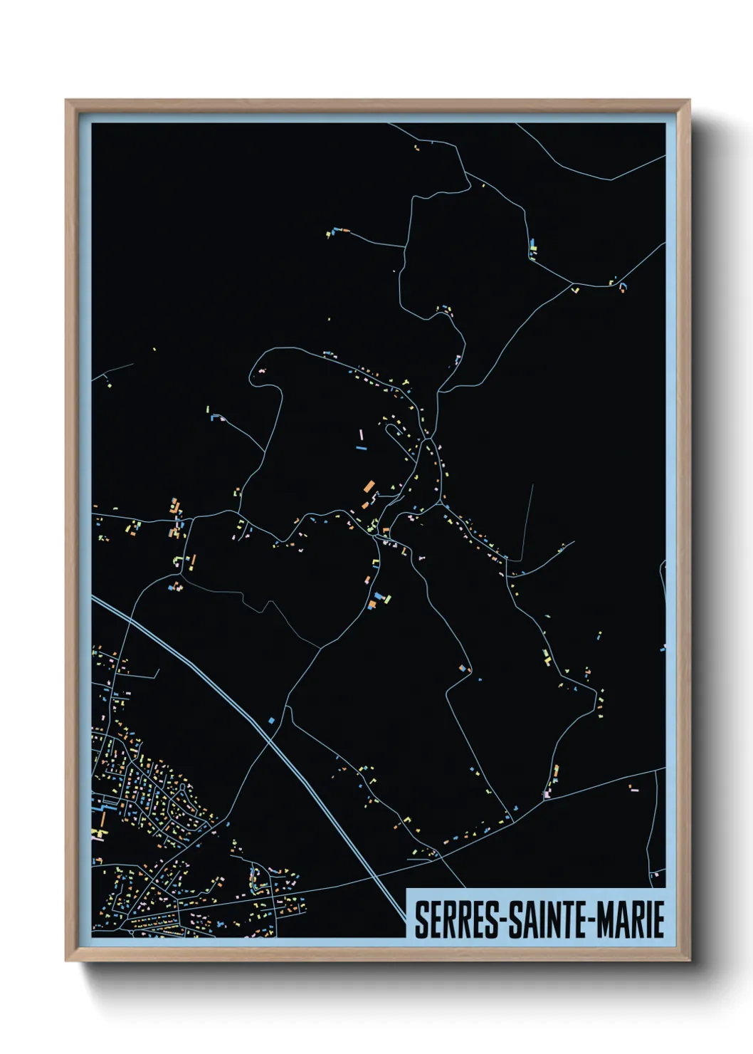 Une affiche de carte sur Serres-Sainte-Marie