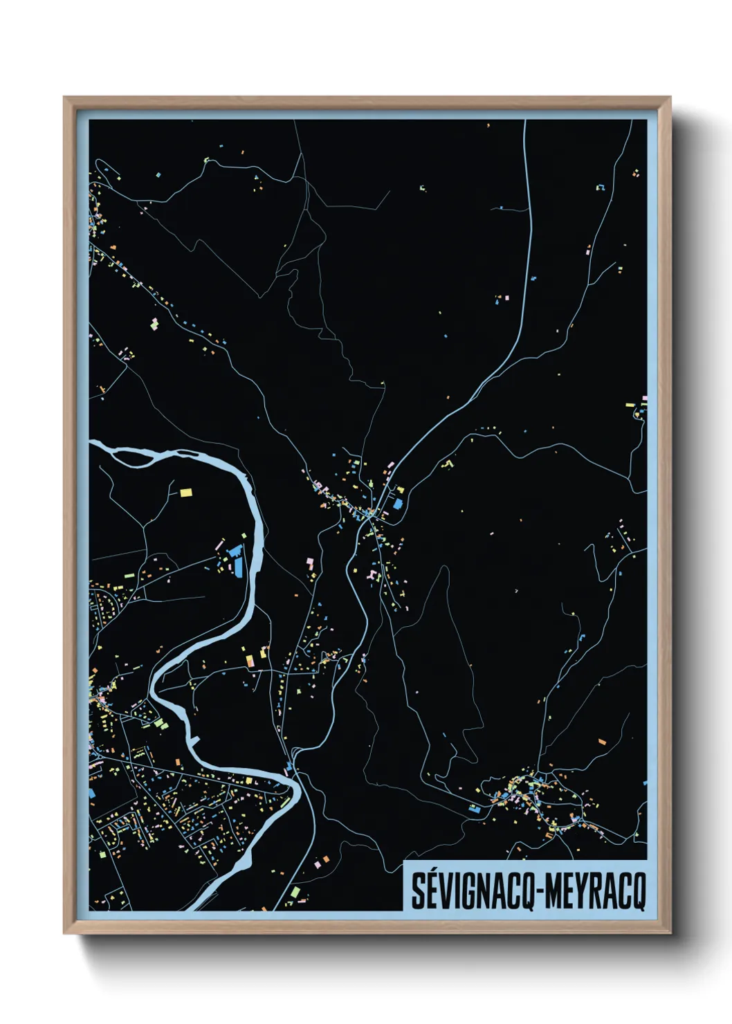 Une affiche de carte sur Sévignacq-Meyracq