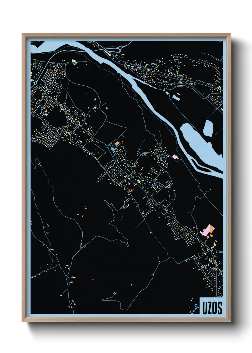 Une affiche de carte sur Uzos