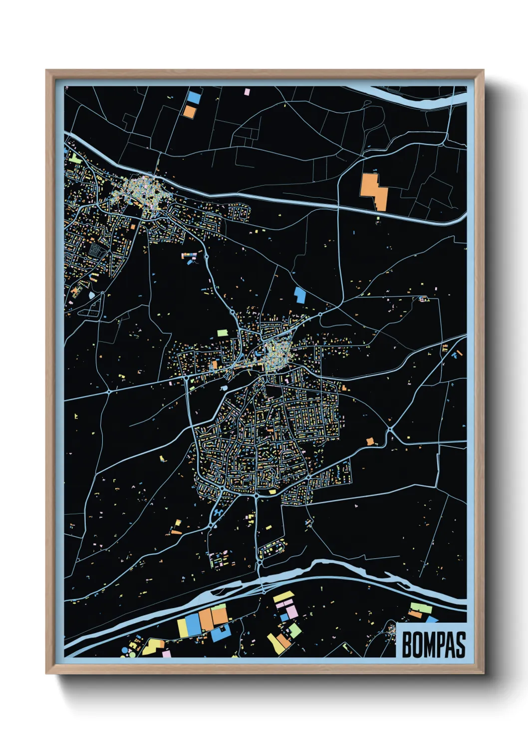 Une affiche de carte sur Bompas