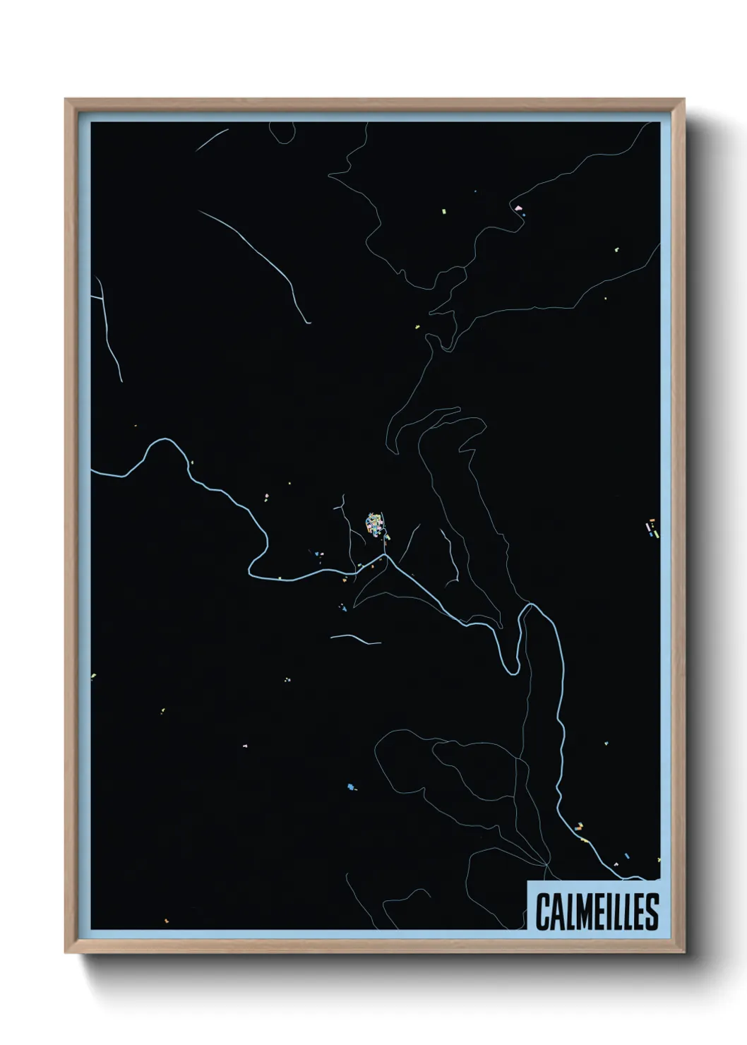 Une affiche de carte sur Calmeilles