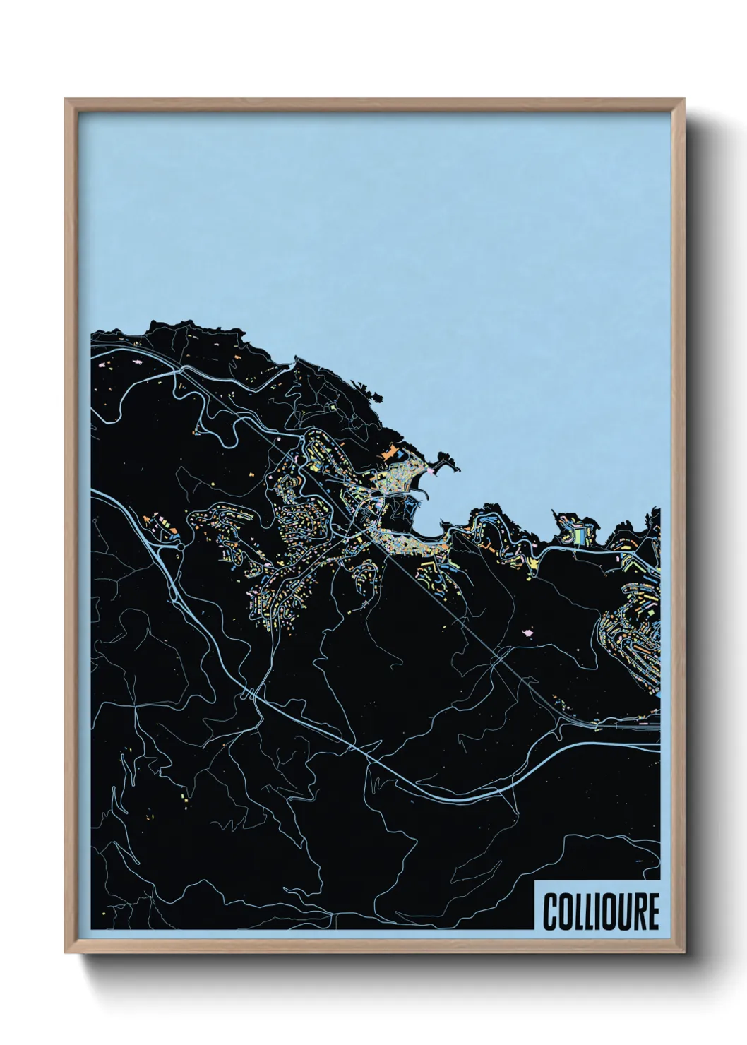 Une affiche de carte sur Collioure