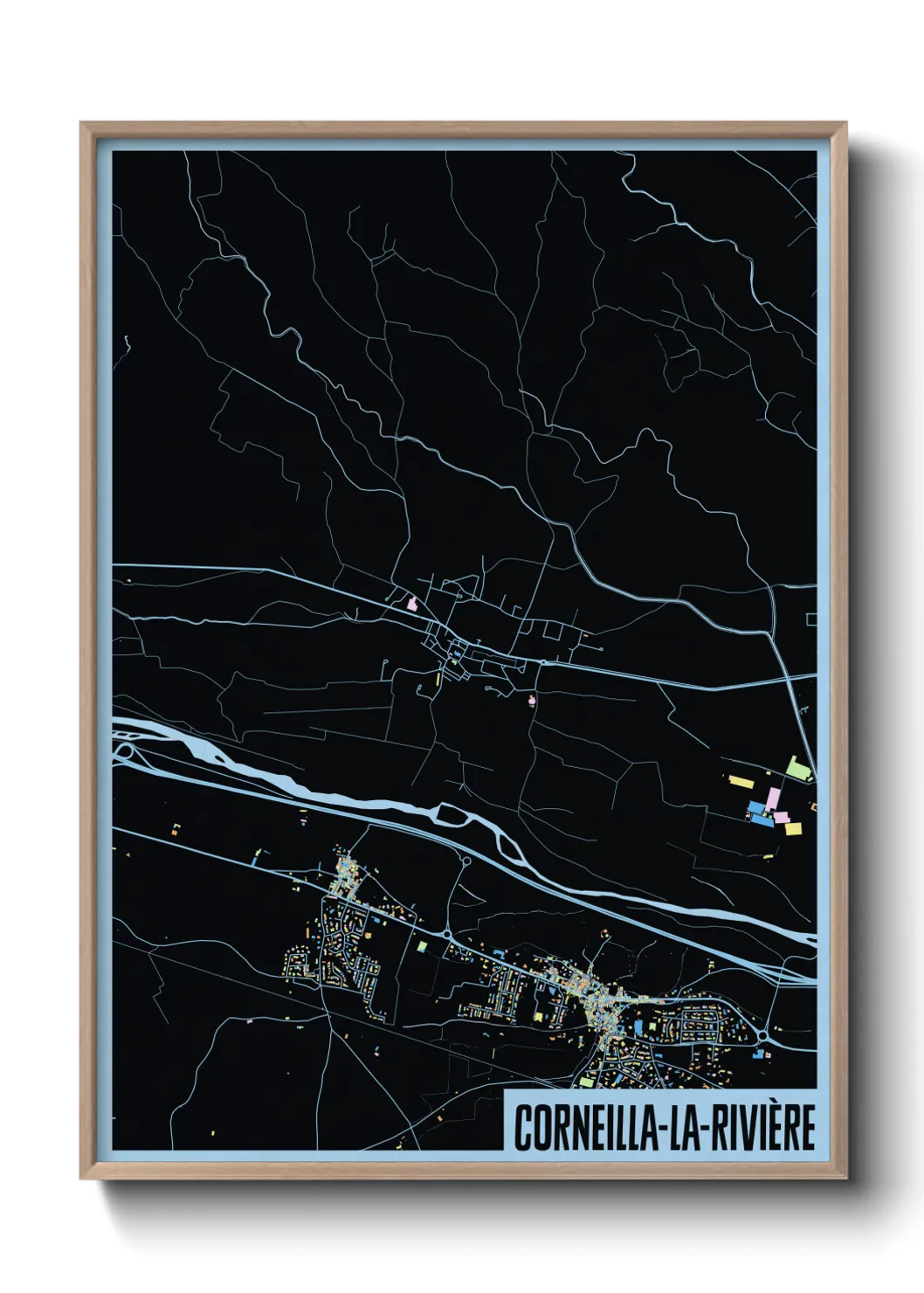 Une affiche de carte sur Corneilla-la-Rivière